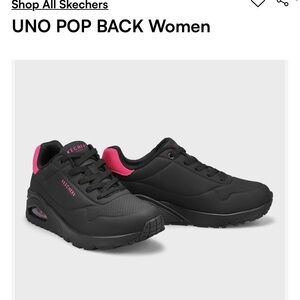 Skechers Women's Black Sneakers with Pink Highlights